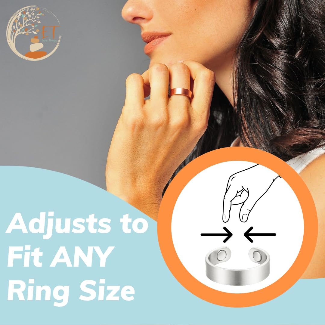 Earth Therapy - Elegant Women or Men's Ring Band in Sleek Matte Black | Magnetic Therapy Ring