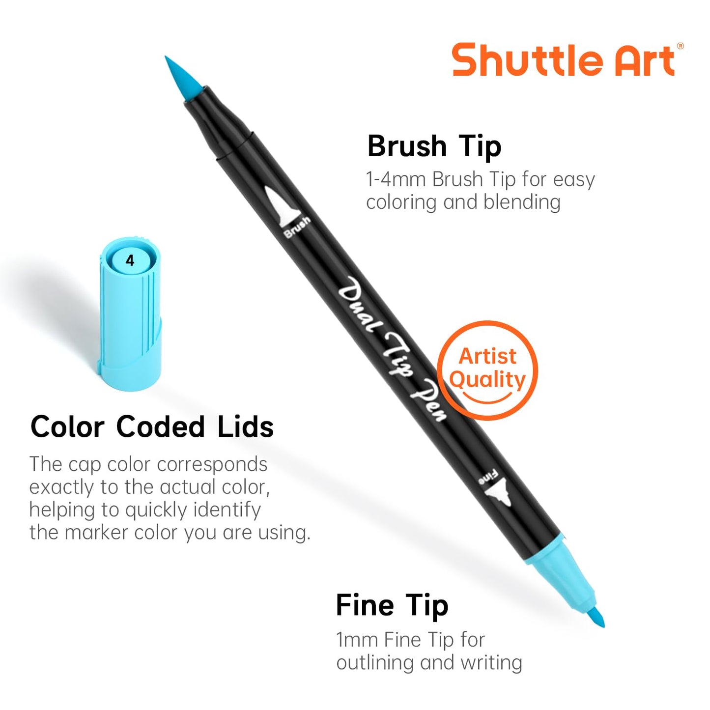 Shuttle Art Pastel Brush Pens, 56 Pastel Colouring Pens, Dual Tip Brush Markers with Fineliner Tip, Drawing Felt Tip Pens for Adults Colouring Books, Painting Sketching Calligraphy and Journaling