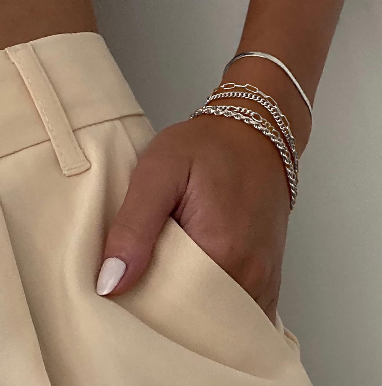 DEARMAY Silver Plated Bracelets for Women Dainty Silver Jewelry Sets for Trendy Stackable Paperclip Rope Snake Box Figaro Chain Bracelets Pack Costume Fashion Gifts for Womens