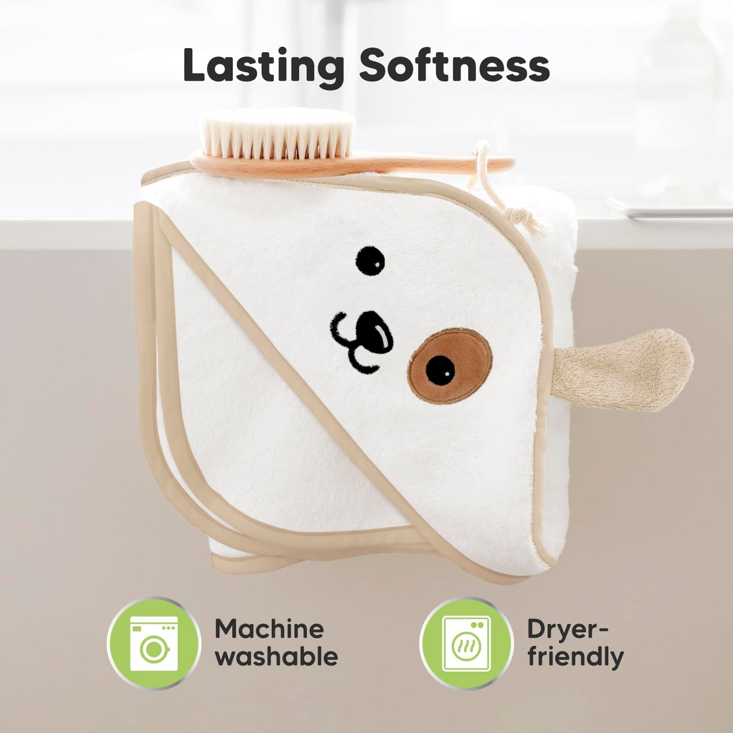 KeaBabies Hooded Baby Towel for Newborn - Viscose Derived from Bamboo Large Baby Bath Towels with Hood for Boys, Girls, Toddler, Extra Absorbent & Soft Newborn Bath Essentials (Dog, Regular)