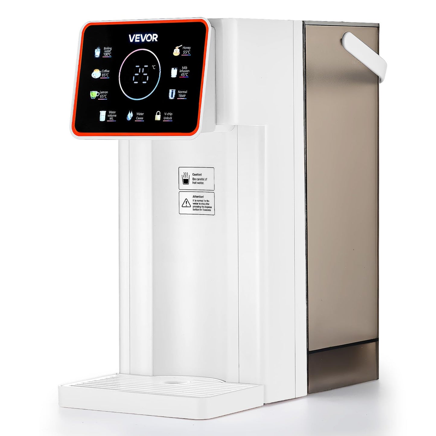VEVOR Instant Hot Water Dispenser, Countertop Boiling Water Dispenser with Adjustable 6 Temperatures & 7 Water Volumes, 101oz Removable Water Tank, Quick Heating with Touchscreen & Child Lock for Home