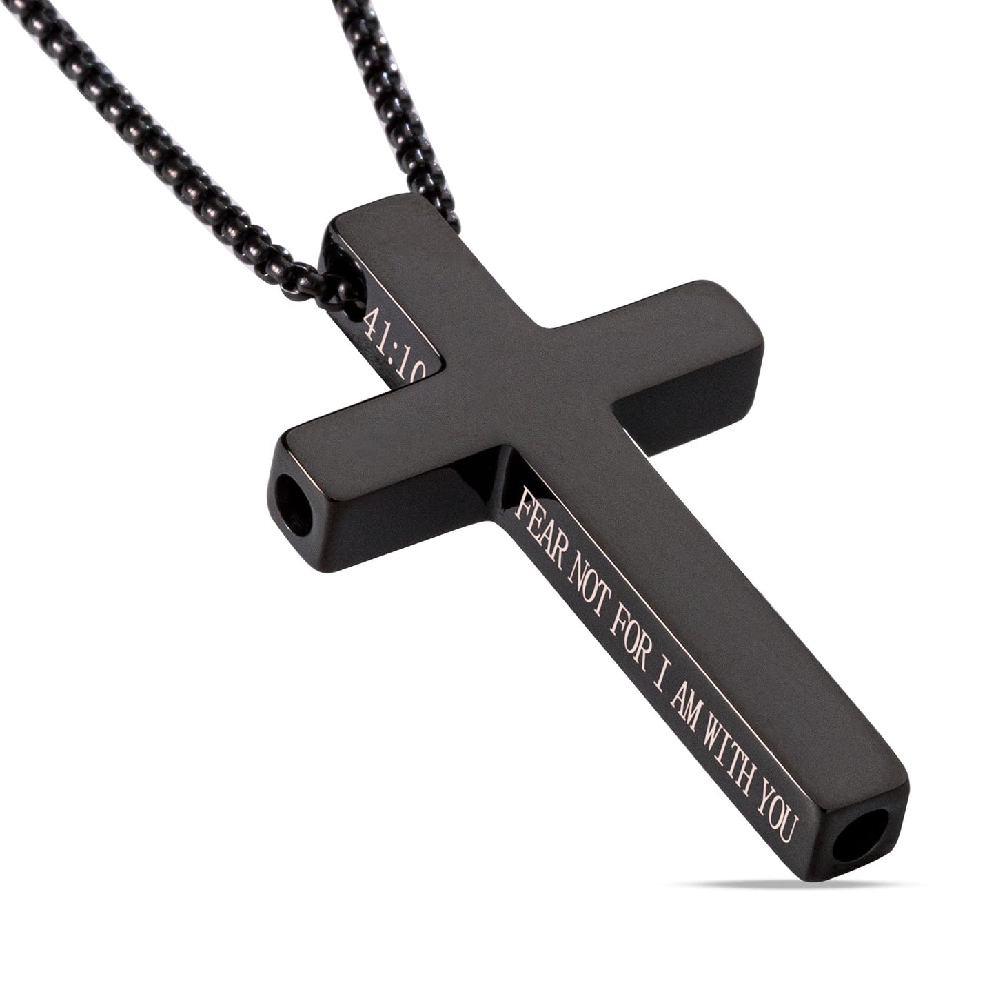 FUNPAR Cross Breathing Necklace for Anxiety Relief and Relaxation, Breathlink Design Quit Smoking Aid, Stainless Steel Mindfulness Tool to Calm, Stylish Wellness Gift for Adults(Black 41:10)