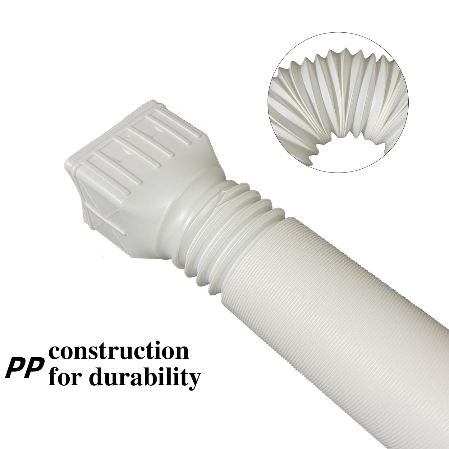 2 Pack Flexible Rain Gutter Downspout Extensions,Drain Downspout Extender,Gutter Extension Flexible,Down Spout Drain Extension Pipes,Extendable from 21 to 60 Inches (White)
