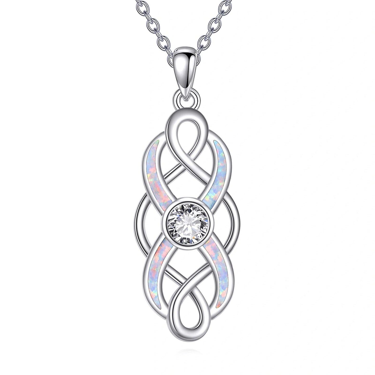 YFN Pearl Celtic Necklace S925 Sterling Silver for Women, Anniversary Irish Celtic Knot Jewelry Present for Women, Birthday Gifts (Celtic Knot Necklace)