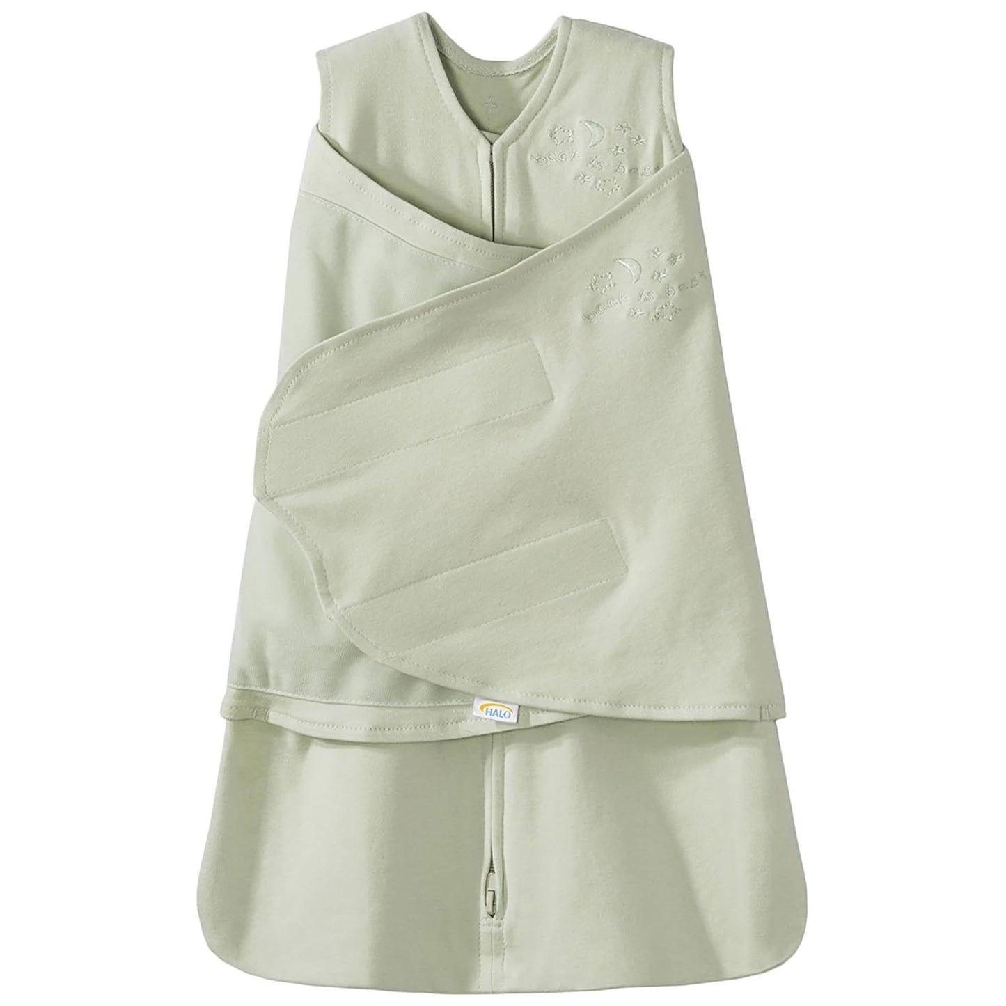 HALO 100% Cotton Sleepsack Swaddle, 3-Way Adjustable Wearable Blanket, TOG 1.5, Sage, Small, 3-6 Months