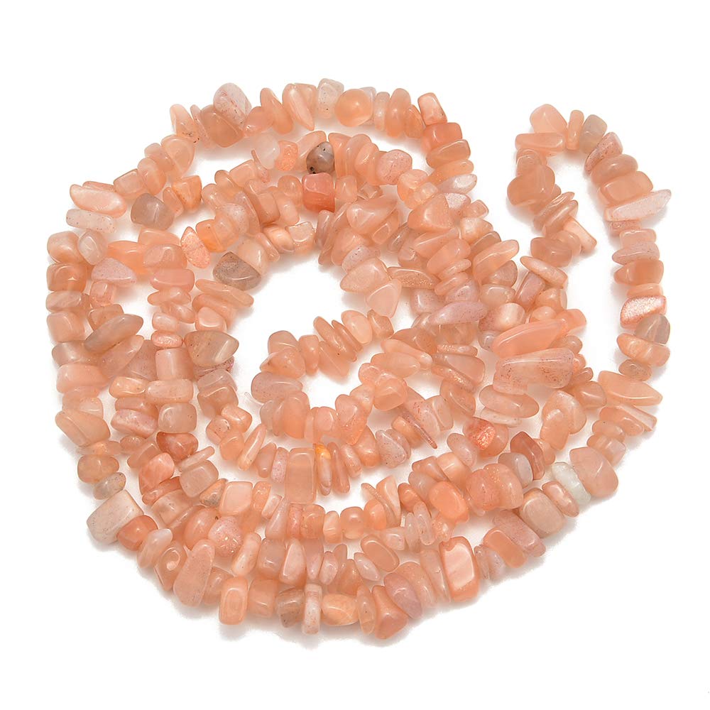 PLTbeads 5-8mm Natral Healing Gemstone Waist Bracelets Necklace Kit Irregular Stone DIY Crafts Design Jewelry Making 1 Strand per Bag Approxi 34 inch (Sunstone Chips)