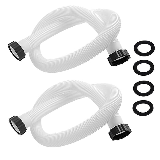2-Pack 1.5-Inch Diameter Pool Hoses, 59-Inch Replacement Hoses Compatible with Above Ground Pool Pumps, Fits 1500 to 2500 GPH Filter Pumps, Sand & Saltwater System