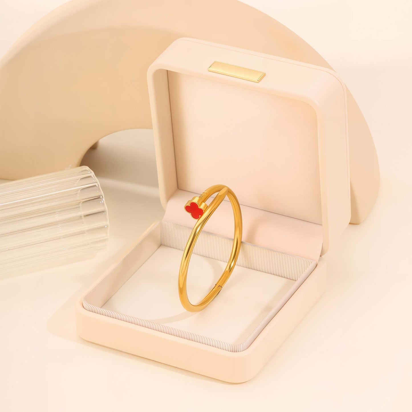 18K Gold Plated Love Nail Bangle Bracelet for Women,Stainless Steel Non-Tarnish Stackable Nail Bangle Couple Bracelet Love Trendy Jewelry Dainty Gold Bracelet Gift for Women