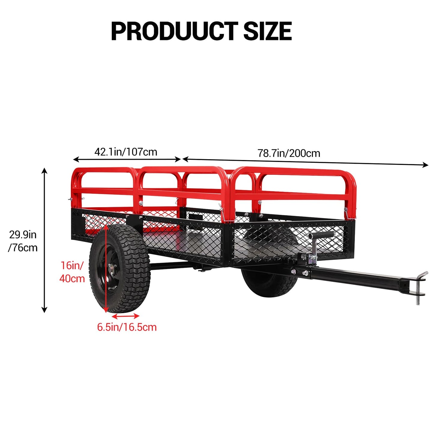Heavy Duty Steel Dump Cart, 1500 Lbs Utility Garden Trailer, ATV Dump Trailer with Removable Sides, 15 Cubic Feet HD Agricultural Trailers for Tractor Lawn Mower Garden