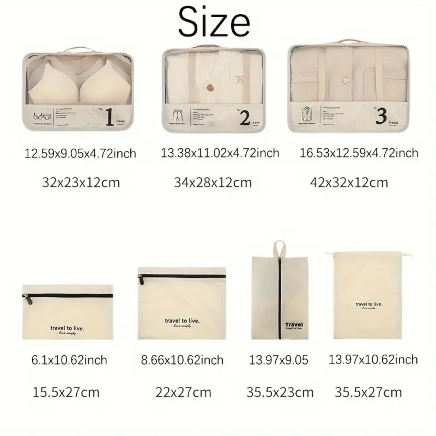 Packing Cubes for Suitcases, 7 Set Packing Cubes for Travel Women, Travel Luggage Packing Organizers, Travel Essentials Luggage Organizer Bags, for Suitcases Durable Travel Essentials Bags Set (beige)