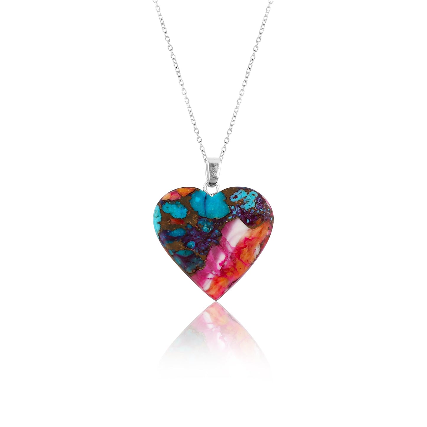 Yashee Natural Turquoise Heart Shape Crystals Pendant Necklace, Chakra Energy Healing Gemstone, Real Crystal, Top Grade, Beautiful Women Simple Jewelry, Dainty Silver Plated Jewelry 18 inch