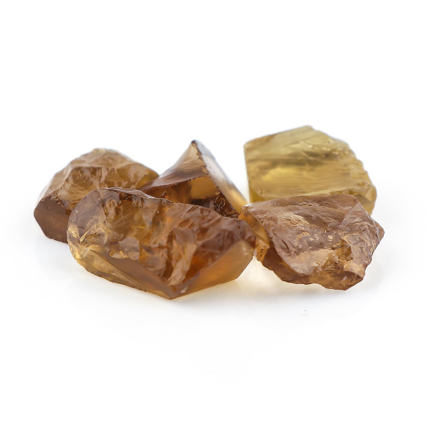 CRYSTALINES 5pcs AAA Grade Wholesale Genuine Raw Cognac Quartz Gemstones, Assorted Rough Stone, Bulk Loose Supplies, DIY Crafts-Jewelry Making, Healing Crystals, Wire Wrapping, Gem Collection
