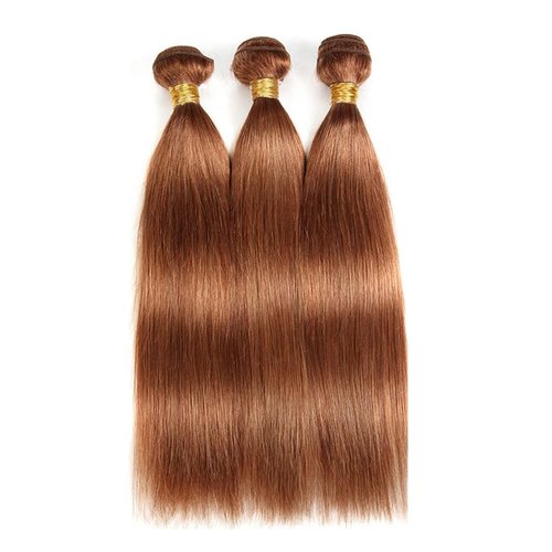 Giginger Bundles Human Hair 16 18 20 Inch Color 30 Light Brown Straight Bundles Human Hair Unprocessed Quick Weave Soft Sewn In Hair Extensions for Black Women