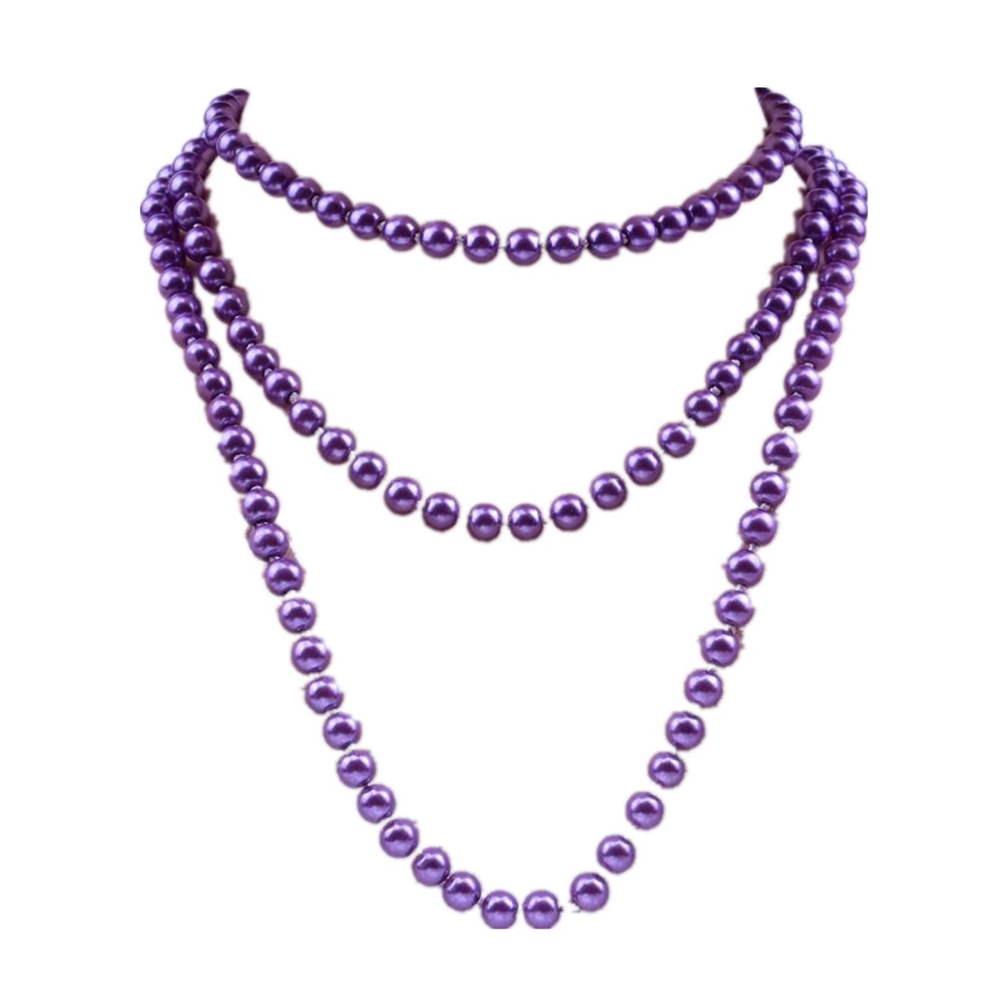 1920s Long Pearl Necklace Faux Pearls Necklace Imitation Beaded Long Pearls Necklace 1920s Gatsby Costume Jewelry-purple