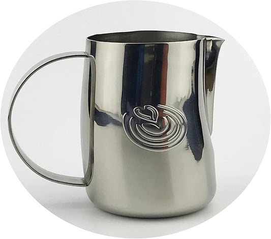 Barista Swag Curved Body Coffee Milk Frothing Cup for Espresso Machines Latte Art 500ml Steaming Pitchers (Mirror Silver)