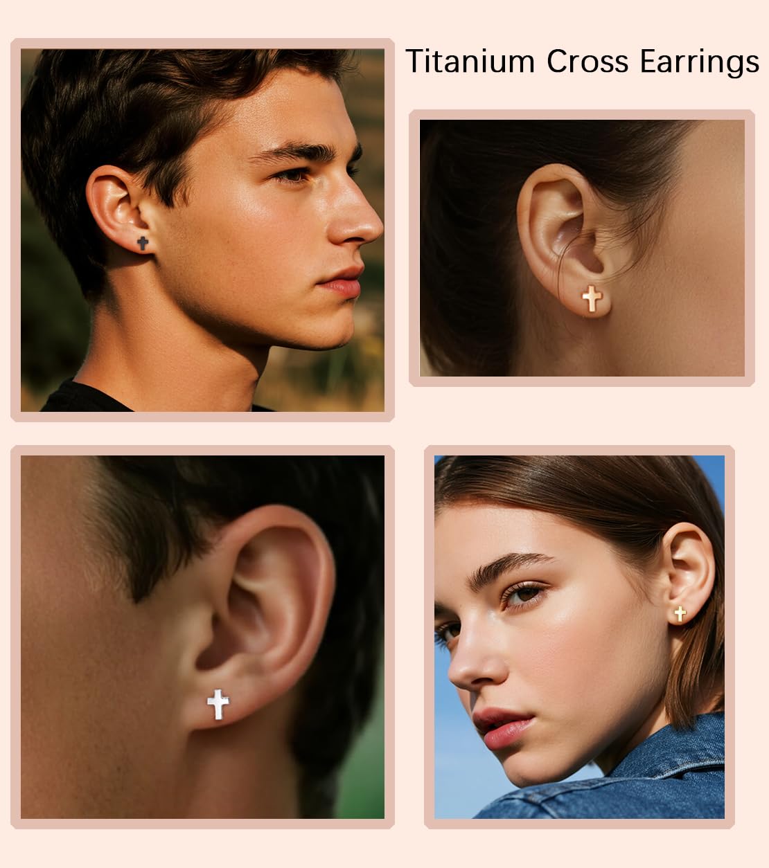 Limerencia Titanium Stud Earrings - Hypoallergenic Earrings for Women Men Sensitive Ears - Minimalist Jewelry Flatback Cross Bolt Cartilage Earrings,Gold Tone