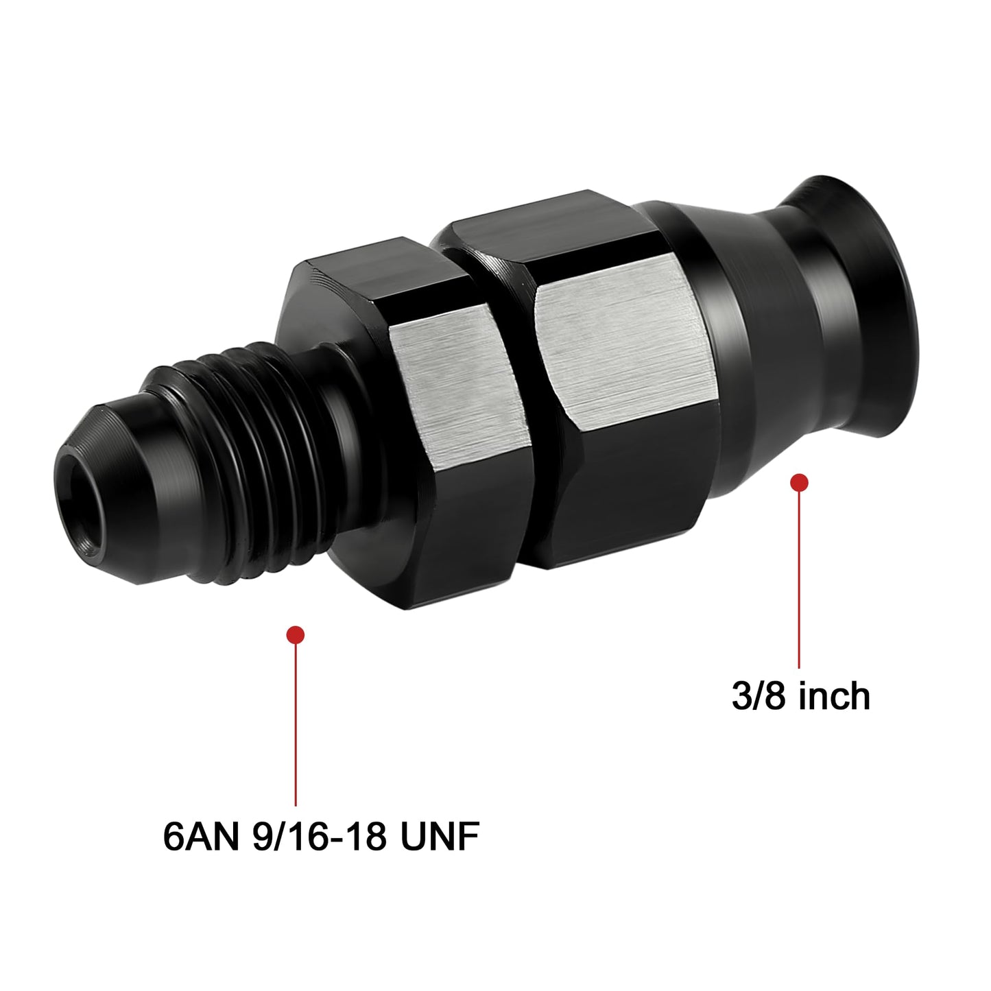 EVIL ENERGY 6AN Male to 3/8" Hardline Compression Fitting Adapter Aluminum Black 2PCS