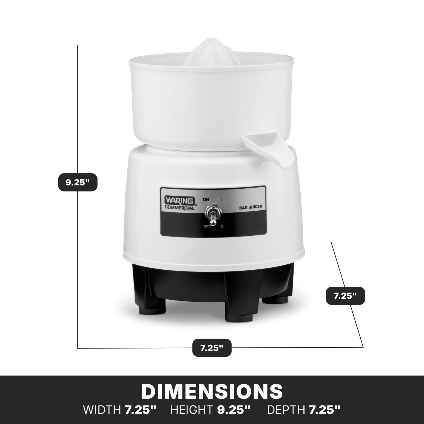 Waring Commercial BJ120C Compact Citrus Juicer, 120V, 5-15 Phase Plug,White, 34 Ounce
