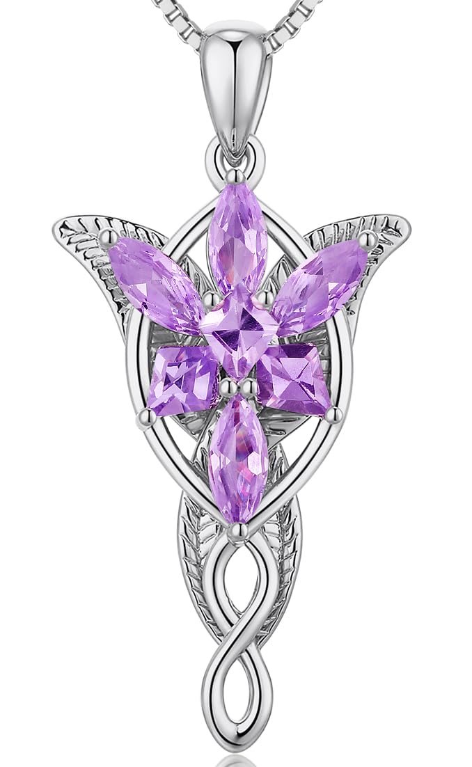 jiamiaoi Lord of the Rings Pendant Necklace Arwen Evenstar Necklace Silver Lord of the Rings Accessories Elvish Jewelry for Women