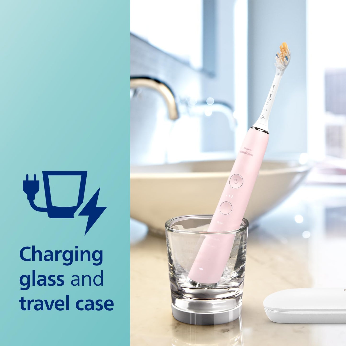 Philips Sonicare DiamondClean Smart 9300 Electric Toothbrush, Sonic Toothbrush with App, Pressure Sensor, Brush Head Detection, 4 Brushing Modes and 3 Intensity Levels, Pink, Model HX9903/25