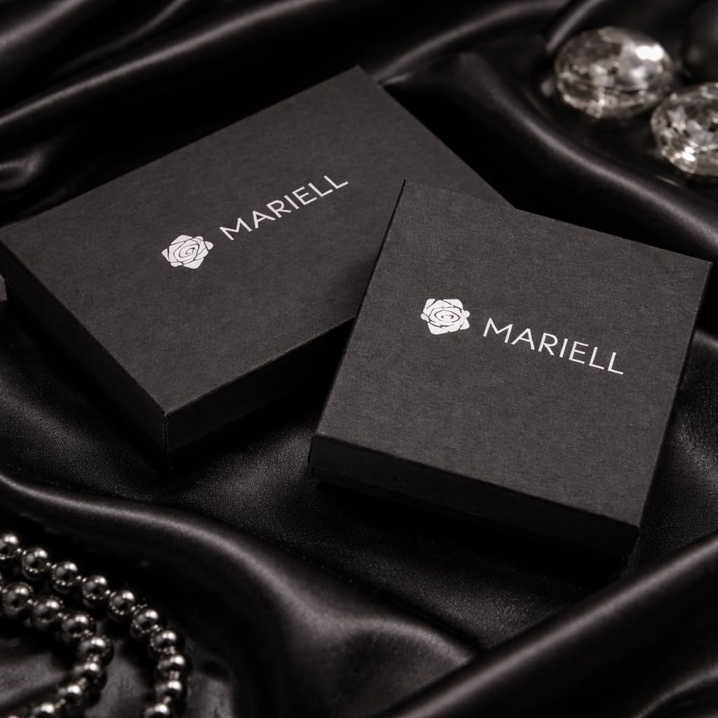 Mariell Bridal Wedding Necklace Earrings Set, 14K Rose Gold Plated CZ Pendant and Drop Earring for Bride, Bridesmaid