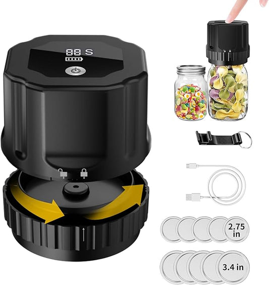 Electric Mason Jar Vacuum Sealer Kit (Lids Included), Handheld Automatic Vacuum Sealer for Jars, Bags, Food Savers & Containers, Food Preservation System for Canning Jams, Pickles, Dry Foods