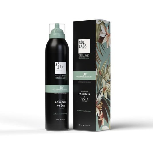 SOL LABS Mineral Sunscreen Spray SPF 50 - Lightweight Sheer Mist, Zero White Cast - Reef Safe, Water Resistant 80 Min - Non-Aerosol Face & Body Protection - Korean Formulation - 6 oz