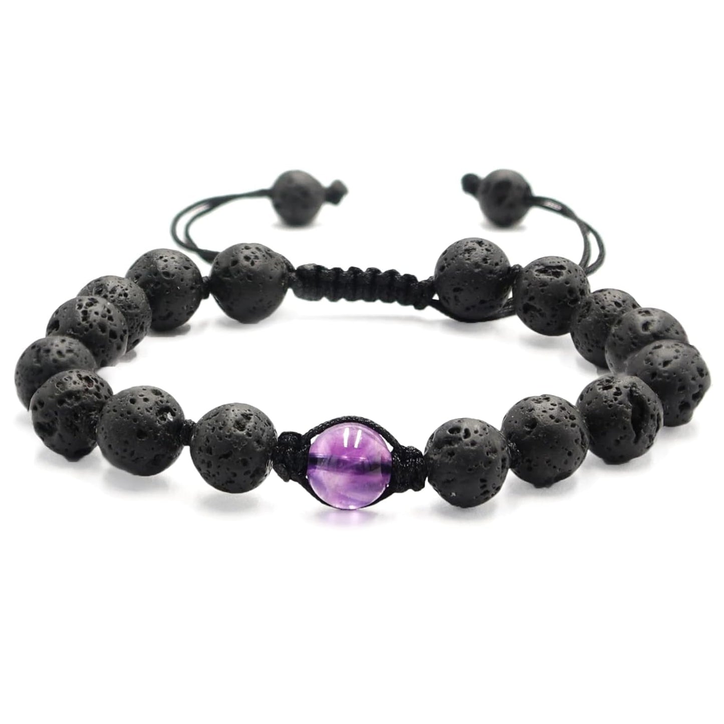 Amethyst Crystal Lava Rock Beads Bracelet - Onesmek Lava Stone Essential Oil Diffuser Women Bracelet, Natural Stone Beaded Bracelets Self Care Gifts Christmas Stocking Stuffers for Women