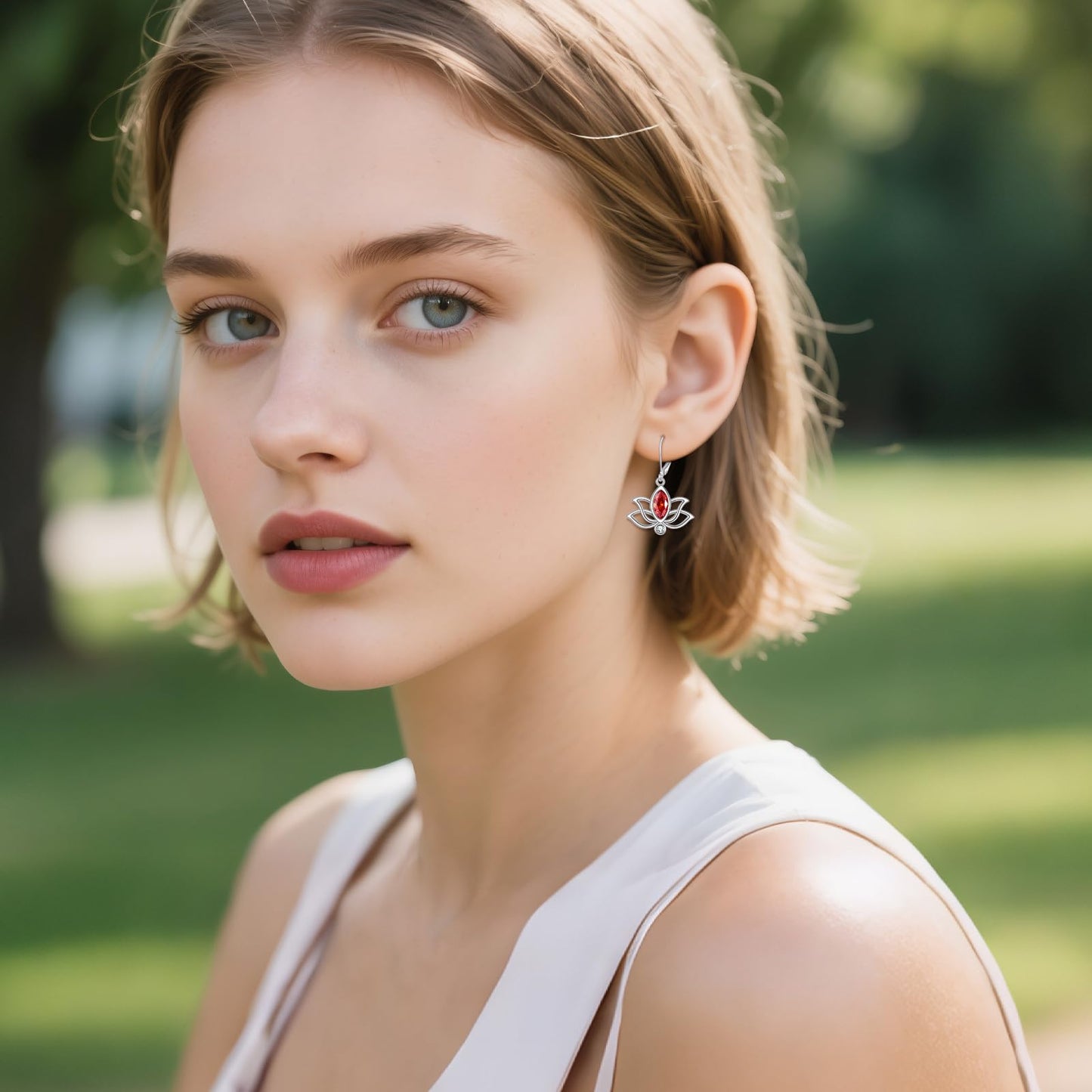 YFN Lotus Flower Earrings Sterling Silver Birthstone Lotus Leverback Dangle Drop Earrings Jewelry Gifts for Women (G. Jul)