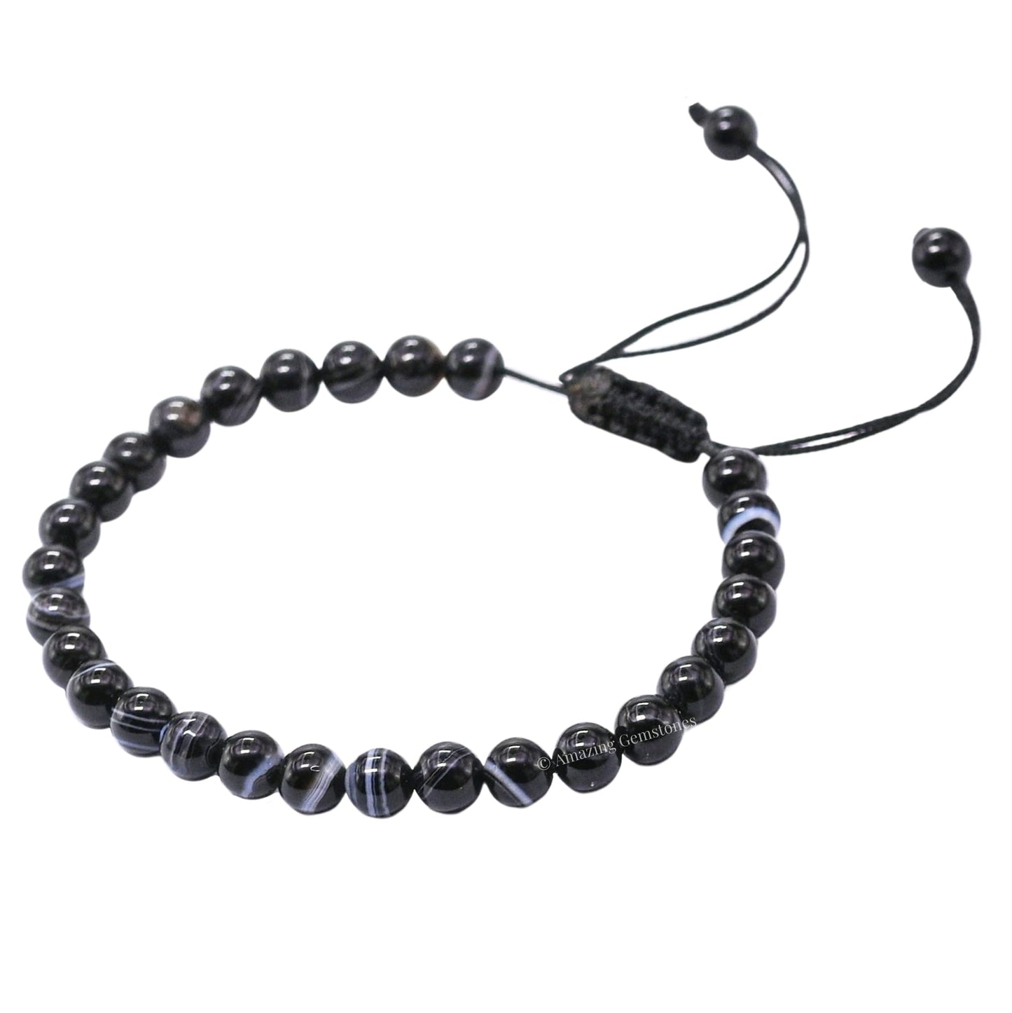 Amazing Gemstone Black Sulemani Hakik Bracelet for Women Men's Gifts - Protection Healing Crystal Bracelet - 6mm Gemstone Beaded Adjustable Bracelet Pulseras Para Hombres Mujer Stocking Stuffers