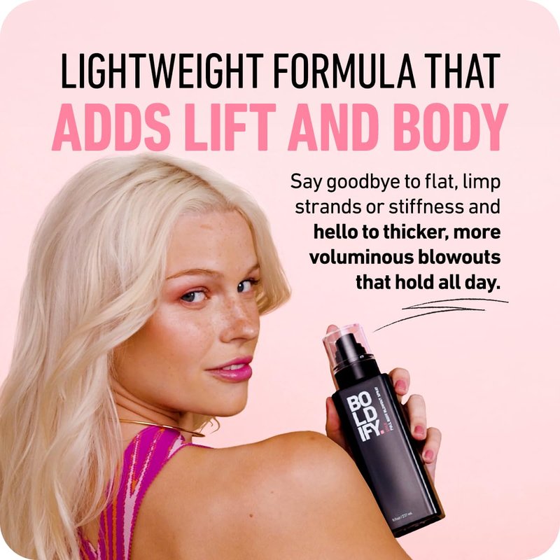 Boldify Full Body Volumizing Hair Spray - Mega-Volume - Blowout Heat Protection Spray with Thickening and Blow Dry Formula for Fine, Thin Hair - For Women & Men