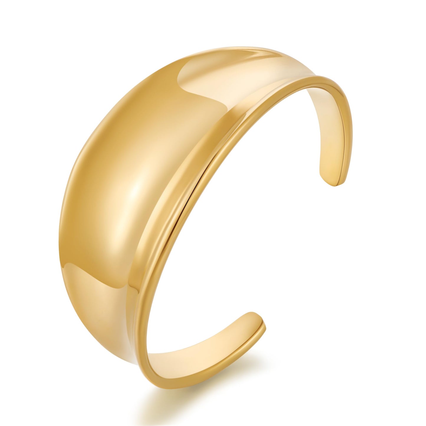 TENTMENTISE Chunky Gold Bracelet for Women 14K Gold Plated Wide Open Bangle Trendy Boho Statement Bangle Bracelet Fashion Jewelry Gift for Her