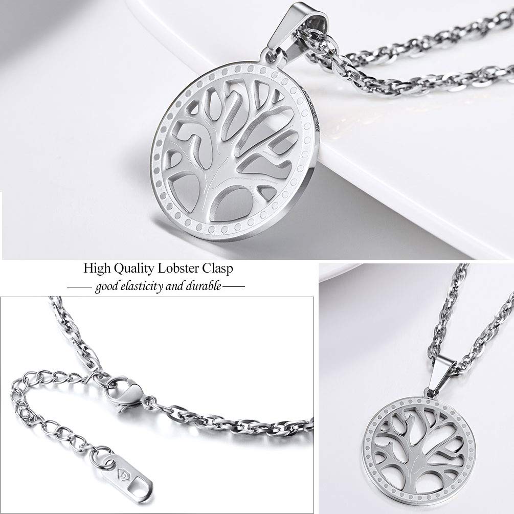 PROSTEEL Tree of Life Necklace, Family Tree Pendant, Stainless Steel, 22" Adjustable, Unisex Adult