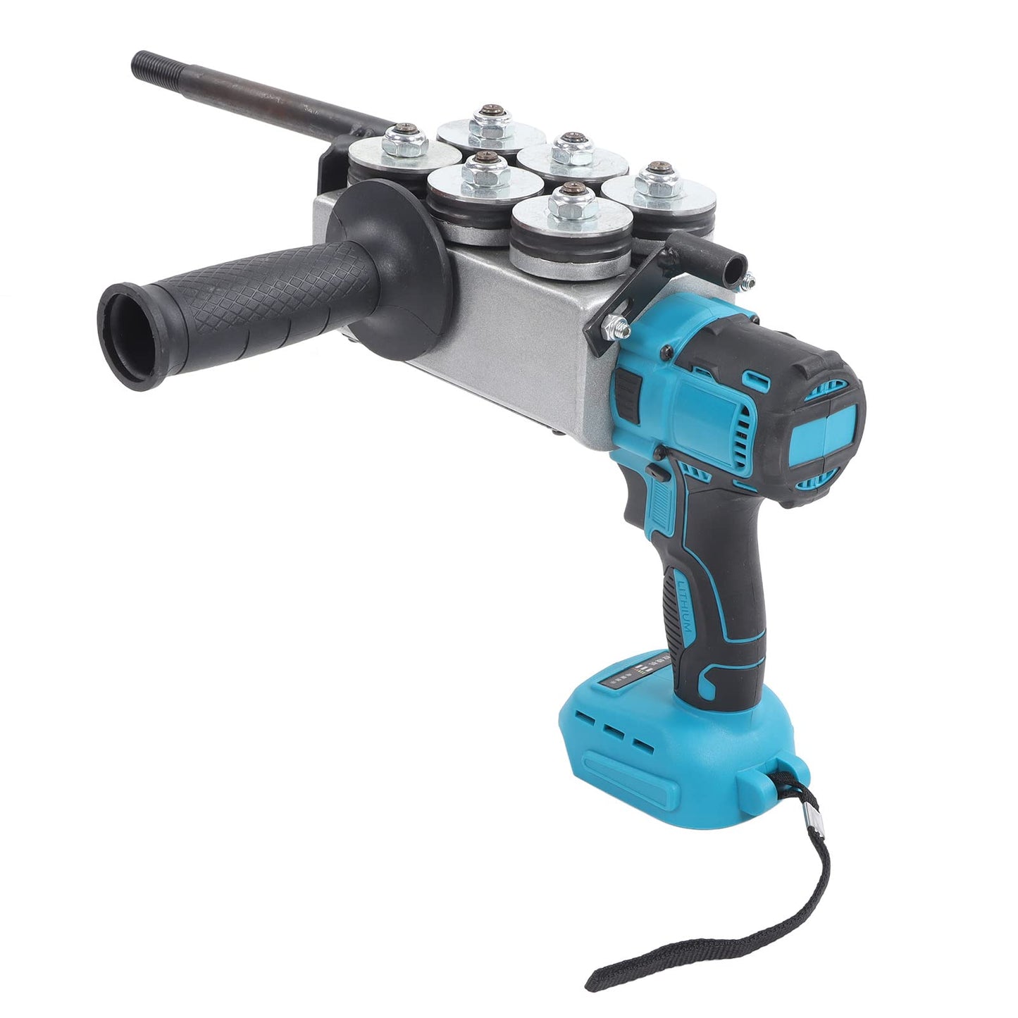 Automatic Wire Stringing Machine, Angle Adjustable Fish Tape Tools with 6 Spare Rubber Wheel, 21V Electric Cable Pipe Wearer Stringing Machine for Construction Hydropower