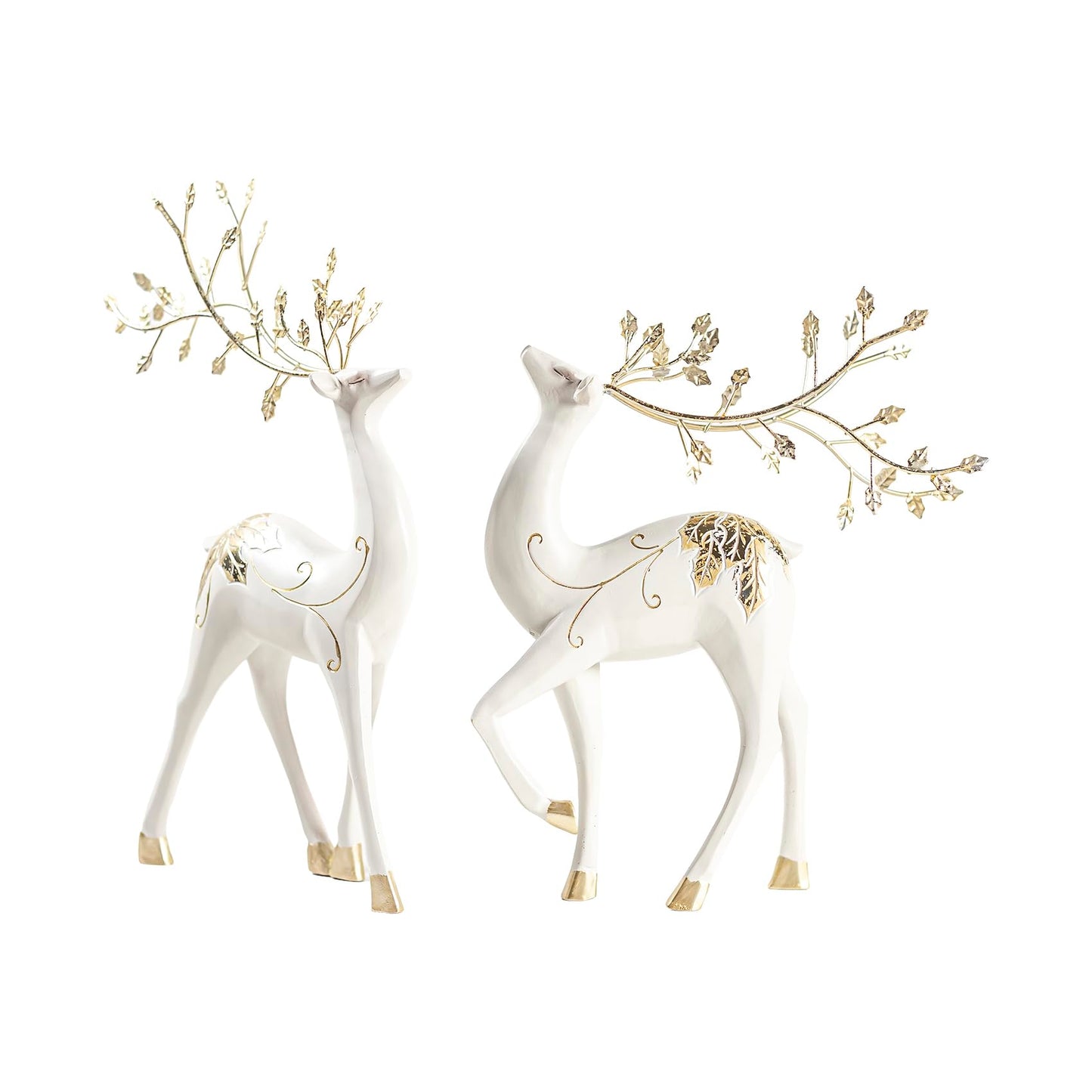 AGKZNTQP 2Pcs Resin Reindeer Figurine Set – Elegant Christmas Reindeer Ornaments, Decorative Reindeer Sculptures for Home, Living Room, Desktop, Office, and Holiday Tabletop Decor