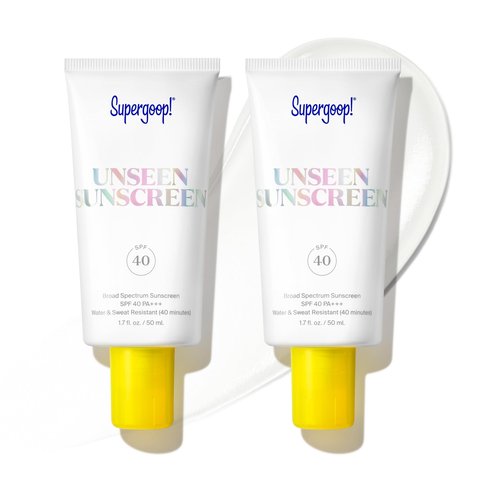 Supergoop! Unseen Sunscreen - SPF 40 - Clear & Invisible Face Sunscreen + Broad Spectrum + Makeup-Gripping Primer - Weightless, Scentless, Oil Free - For All Skin Types & Tones - 1.7 fl oz, 2 Pack