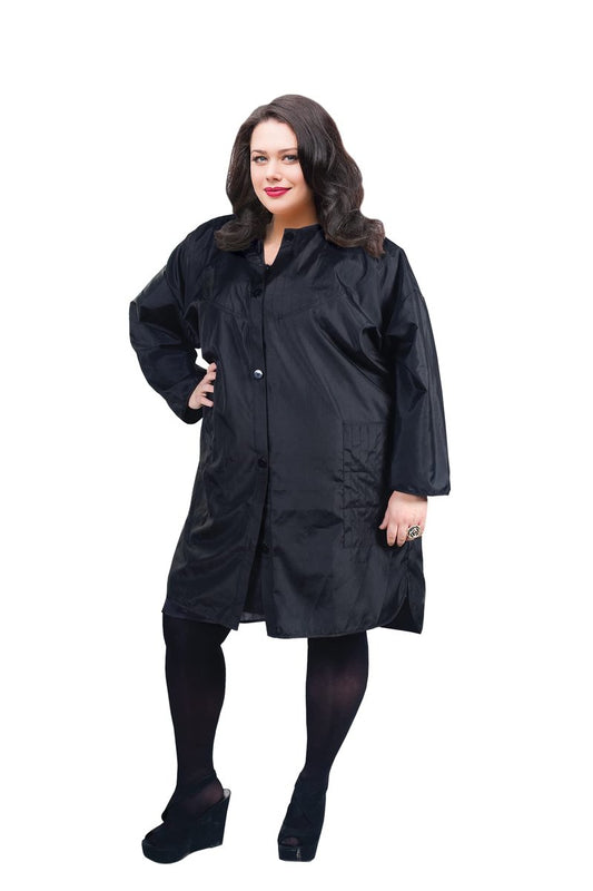 Cricket Perfect Fit Cover Up Stylist Snap Jacket w/Two Bottom Pockets - Water-Resistant, Lightweight, Bleach-Proof Material, Machine Washable, Comfortable for Long Shifts - Black, Fits Up to Size 22
