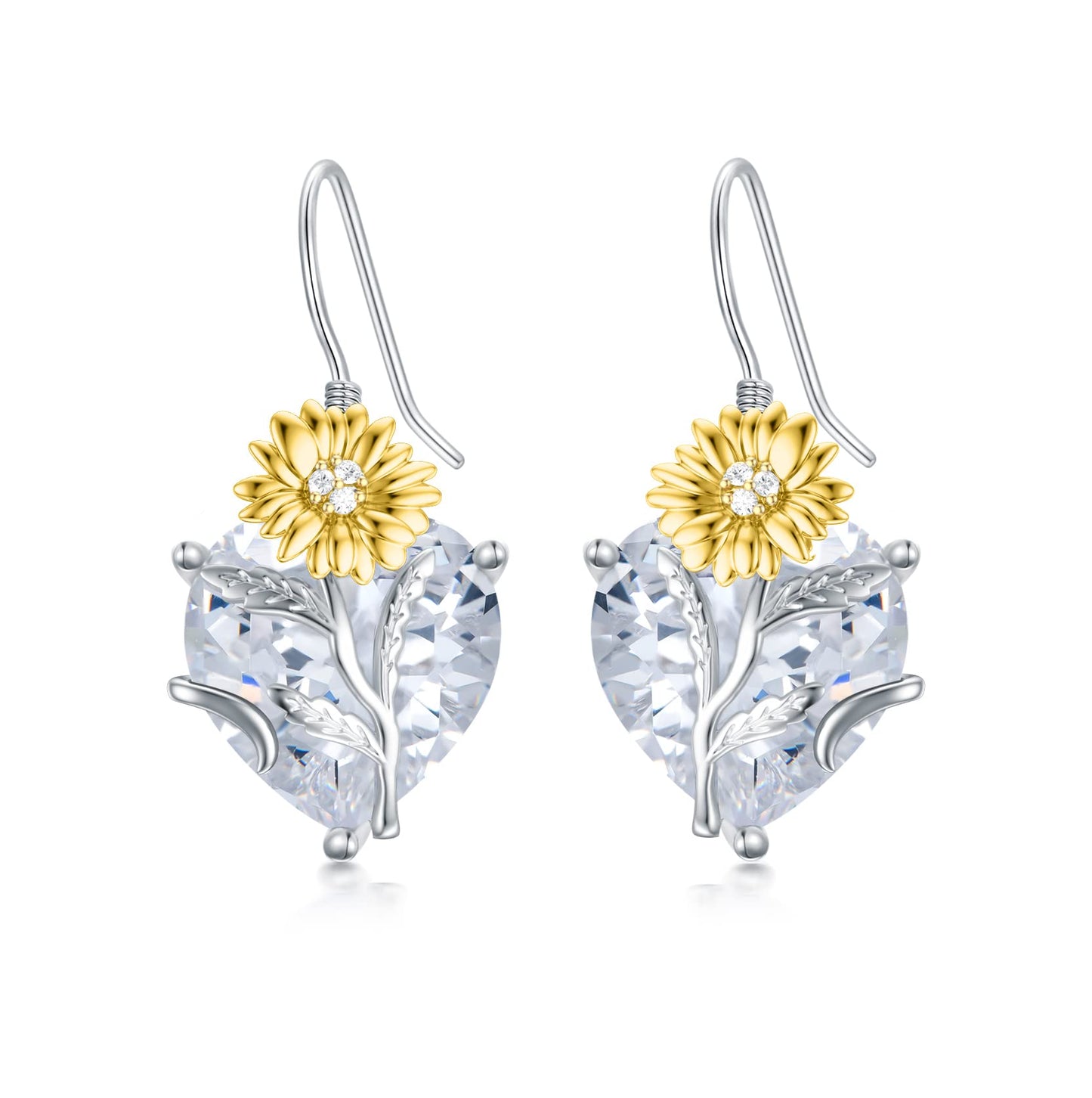 TOUPOP Diamond April Birthstone Earrings 925 Sterling Silver April Birth Flower Daisy Earrings Jewelry Birthday Mothers Day Gifts for Women Mom Her