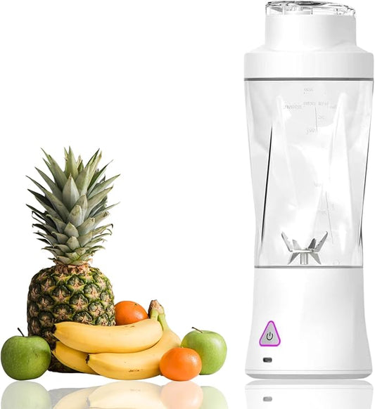 Portable Juicer Blender, USB Rechargeable Smoothie Maker with 6 Upgraded Blades and 6000mAh Battery, 700ml/24oz Capacity, Ideal for Smoothies, Protein Shakes, Travel and Office (White)