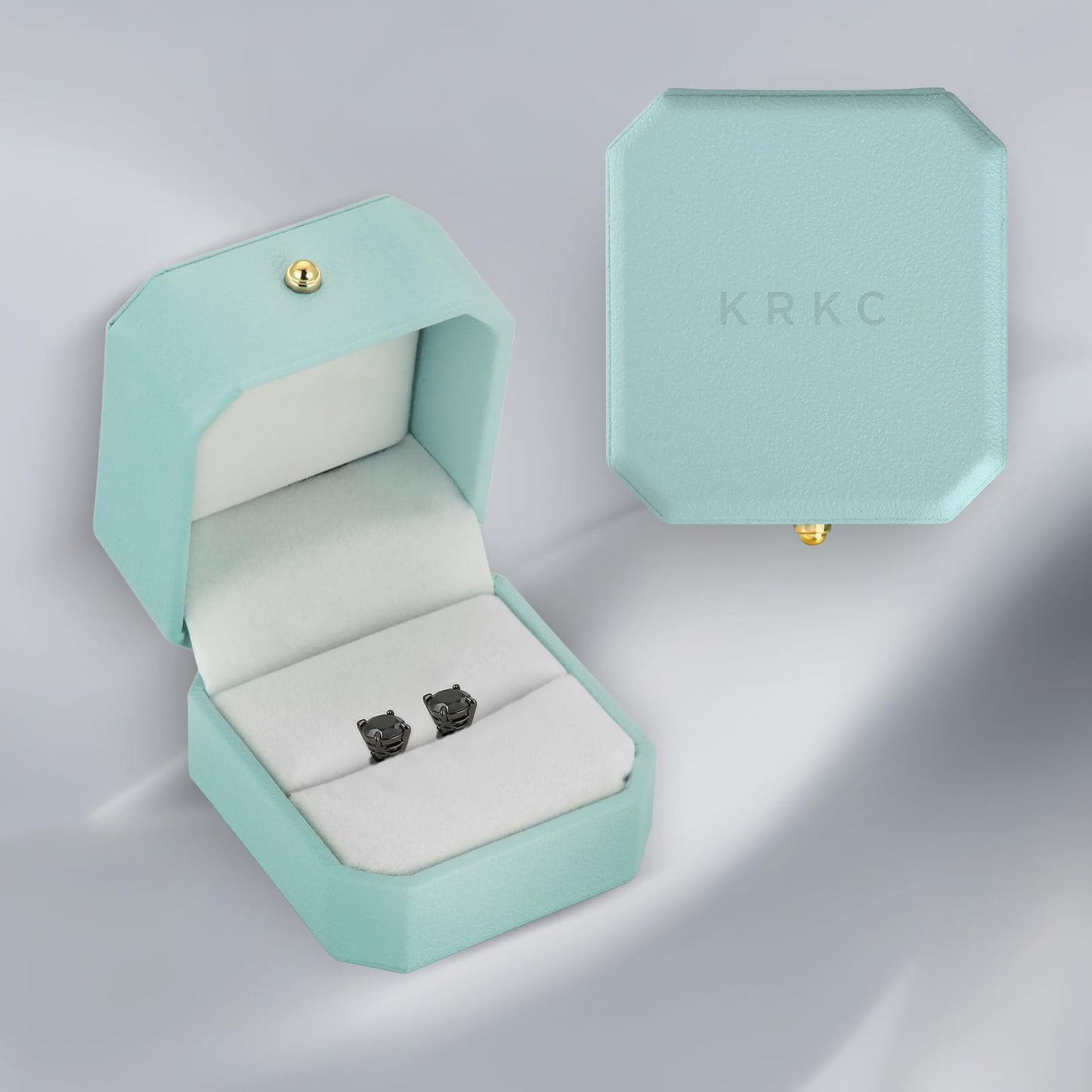 KRKC Black Moissanite Stud Earrings for Men, D Color VVS1 Clarity, Lab Created Diamond Earrings, Vermeil 925 Sterling Silver Hypoallergenic 14K Black Gold Friction Back Earrings Jewelry for Men Women Gift