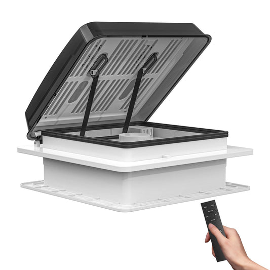 2012 Air Max 14" Vent RV Roof Vent Reversible Exhuast Fan, Ultra Low Sound RV Air Ventilation Ceiling Fan 12V Remote with Rain Sensor