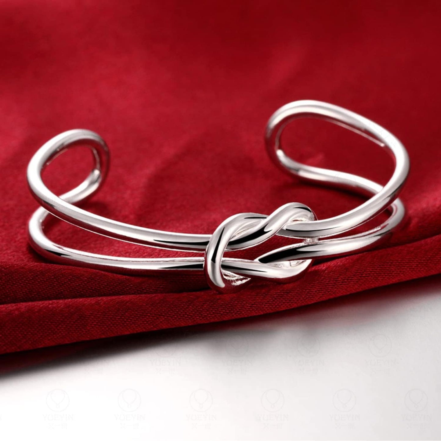 Baoaichi 925 Sterling Silver Bracelet Plated Cuff Bangle Bracelet Fashionable Multi-layer Cross Wire Bangle Bracelet Open Adjustable Wide Cuff Bracelet for Teen Girls Fashion Jewelry (silver O)