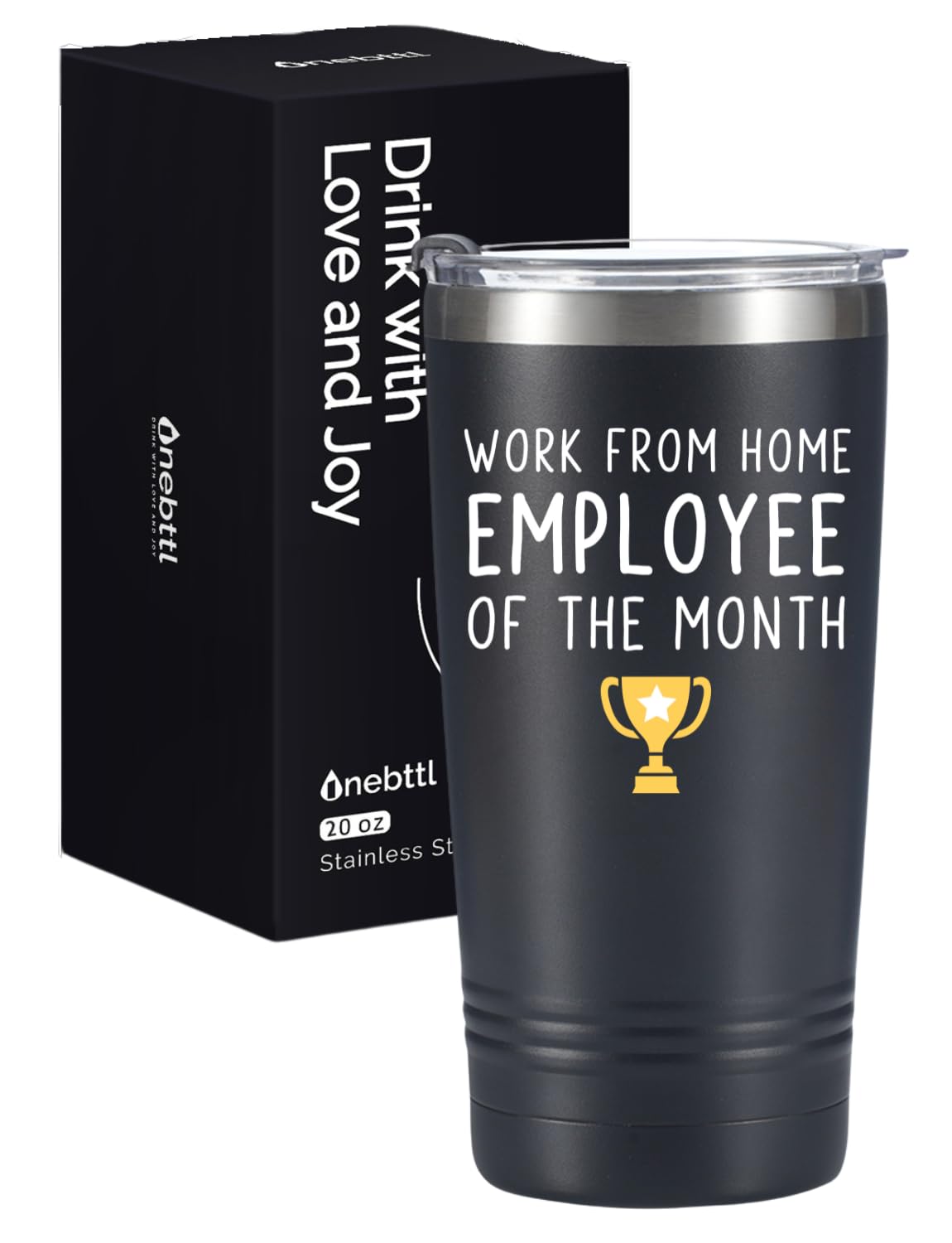 Work From Home Gifts For Women/Men, Vacuum Insulated Tumbler 20oz With Lid and Straw, Unique Gifts For Remote Workers - Work From Home Employee Of The Month - Metal
