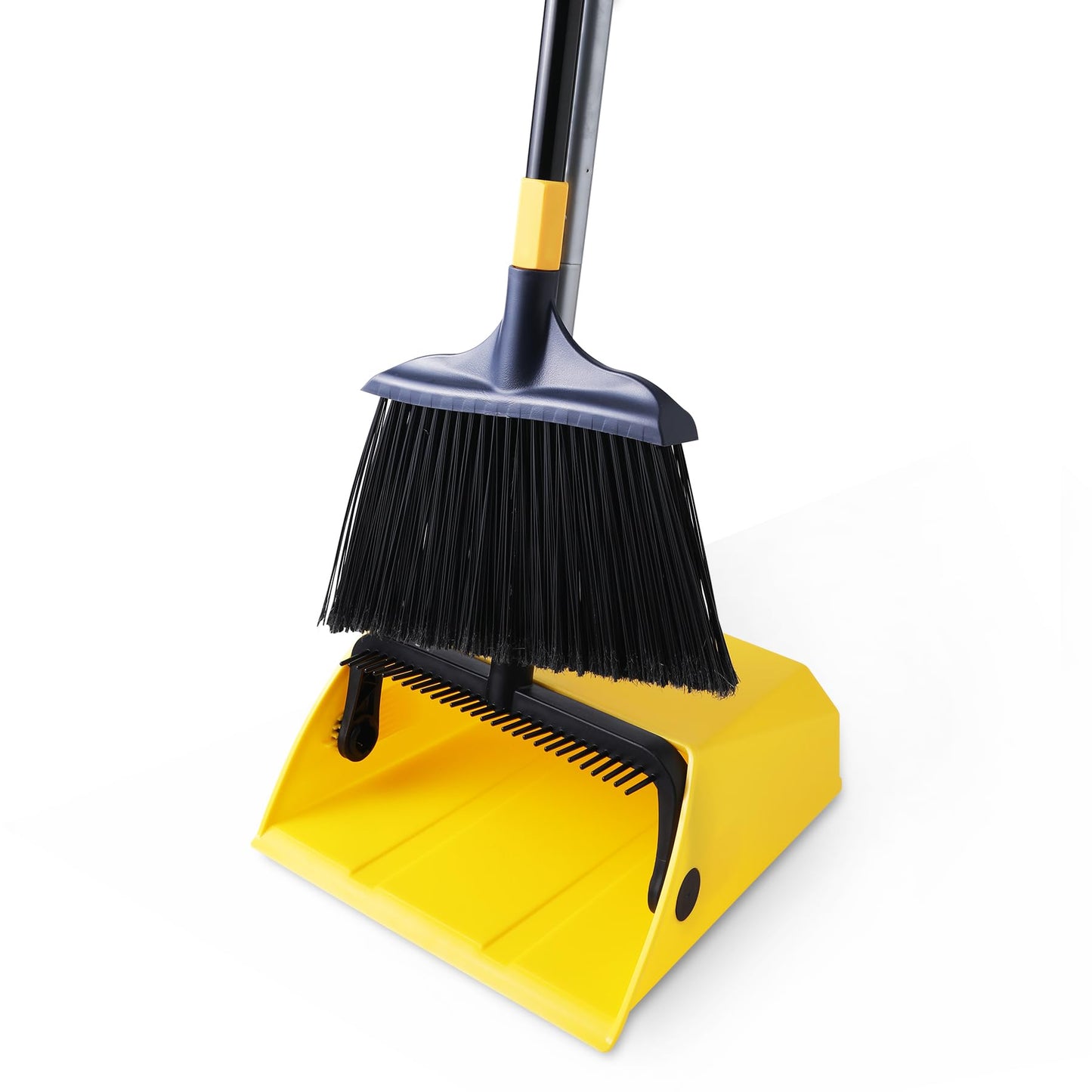 Yocada Commercial Heavy Duty Broom and Dustpan with Comb Set Indoor Outdoor for Courtyard Garage Lobby Mall Market Floor Home Kitchen Room Office Pet Hair Rubbish