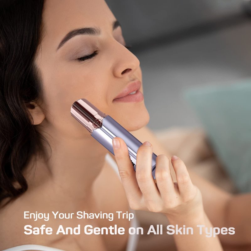Facial Hair Removal for Women, GURELAX Hair Remover for Face, Painless Hair Removal Device, Face Shavers for Chin Upper Lip -Included 4 x Replacement Heads