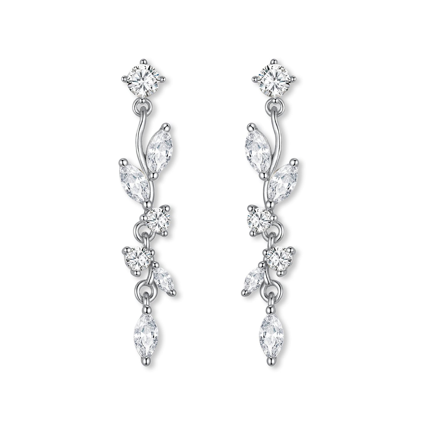 FANZE Marquise Cubic Zirconia Wedding Earrings for Women Brides Bridesmaids, Crystal Dangle Drop Silver Earrings for Women Jewelry Gifts