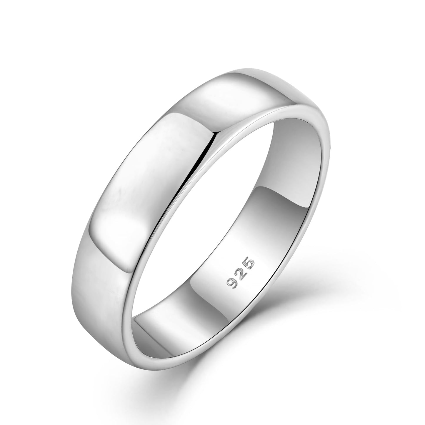 STARCHENIE Solid 925 Sterling Silver 5mm Wedding Band Ring, Comfort Fit High Polish, for Men and Women (Size 9)