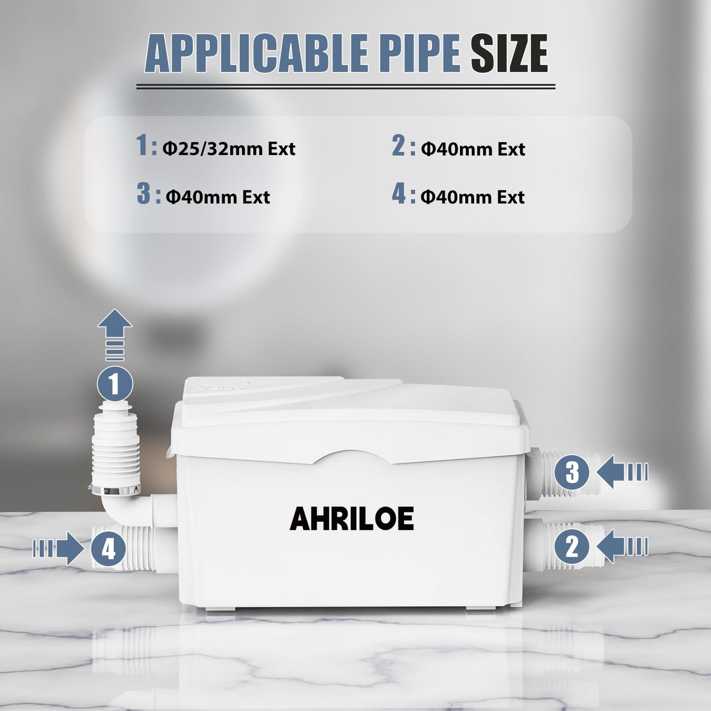 450W Sink Pump, Macerator Pump with 3 Inlets/1 Outlets, Sewage Pumps for Sink, Laundry, Basement (Not for Toilet)