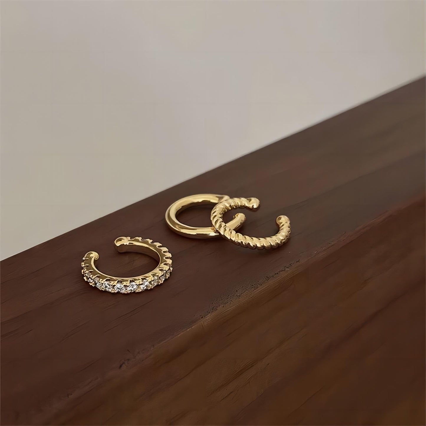 3 Pcs Ear Cuff Earrings For Women Non Piercing Gold Silver Clip On Cartilage Earrings CZ Hoops Ear Cartilage Small Minimalist Wrap Ear Clips Sets Jewelry Gifts (Gold)