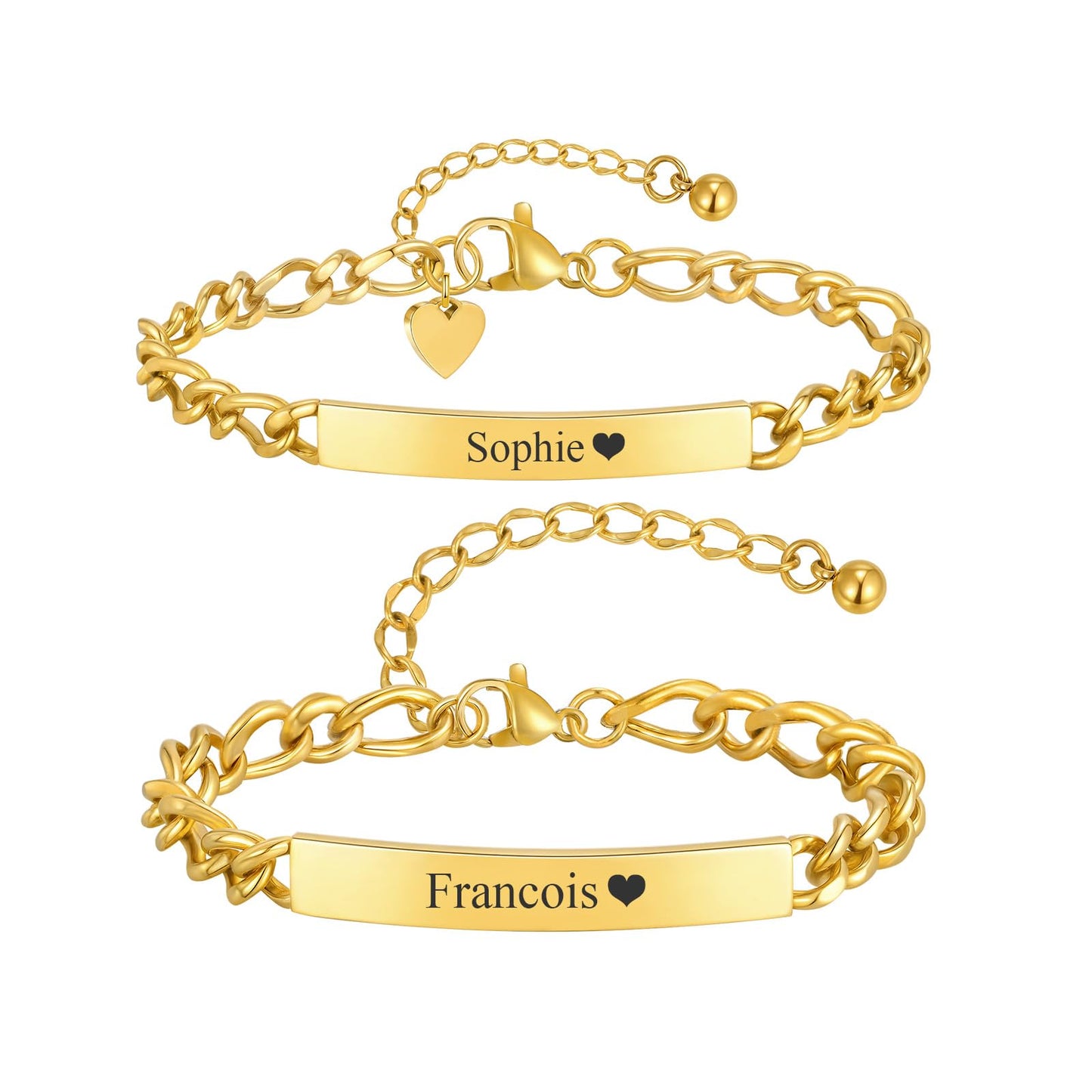 Personalized Matching Bracelet for Couple - Free Engraving Custom Couples Bracelets,Hypoallergenic Adjustable Stainless Steel Long Distance Relationship Jewelry,Promise Bracelet Gifts for Him and Her